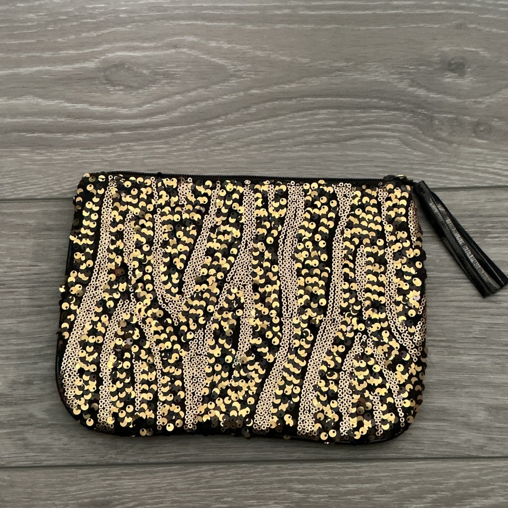 Sequin Clutch Bag - Black and Gold by Stephanie Johnson